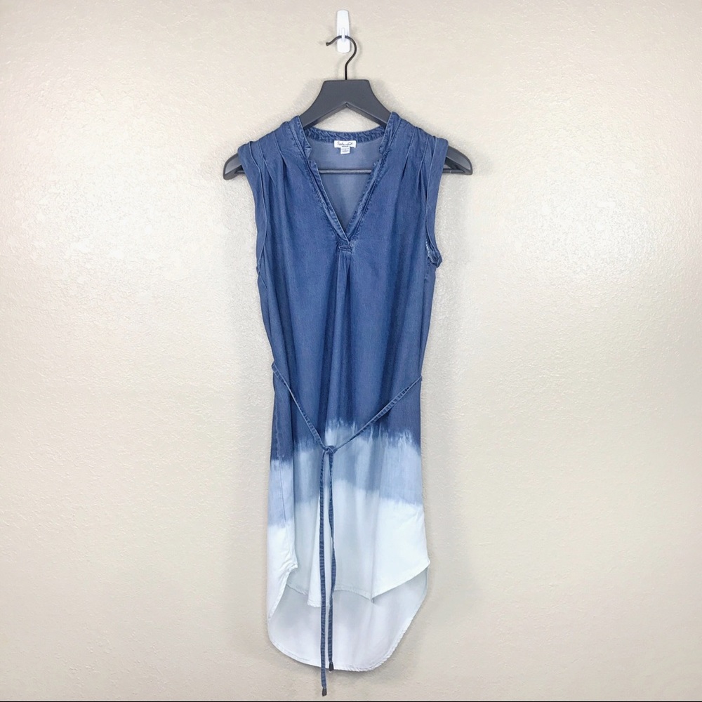 Splendid Dip Dye Chambray Tie Front Dress Size Medium